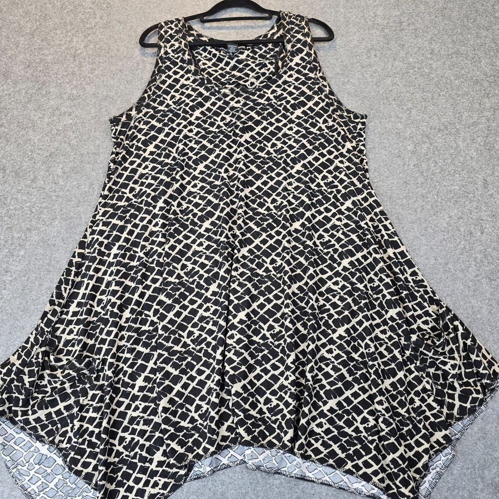 Isabella Rodriguez A-Line Dress Women's 1X Black White Patterned Front Pockets